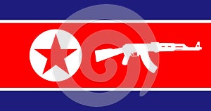 North corea flag with ak47 photo