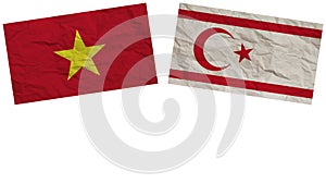 North Cyprus and Vietnam Flags Together Paper Texture Illustration