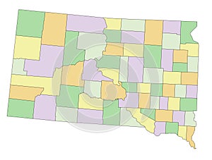 North Dakota - detailed editable political map.