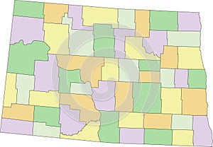 North Dakota - detailed editable political map with labeling.