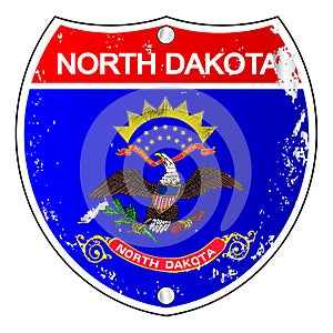 North Dakota Flag Icons As Interstate Sign