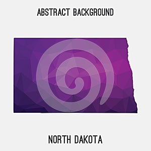 North Dakota map in geometric polygonal,mosaic style.