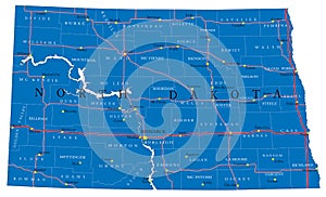 North Dakota state political map photo