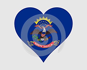 North Dakota USA Heart Flag. ND US Love Shape State Flag. Peace Garden State United States of America Banner Icon Sign Symbol Clip