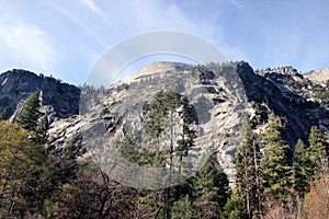 North dome and lower slopes viewed from Mirror lake, Yosemite National Park, California