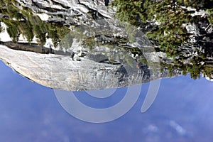 North dome reflection in the Mirror lake, Yosemite National Park, California
