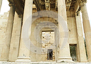 North Entrance of Erechtheion Ancient Greek Temple on the Acropolis of Athens, Greece