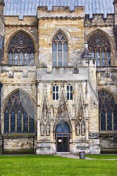 The north entrance to the Exeter Cathedral (Cathedral Church of Saint Peter). Exeter. Devon. England