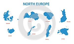 North europe - maps of territories - vector