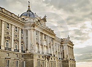 North facade of Royal Palace. Madrid, Spain.
