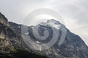 North face of the Eiger mountain in a snow, Bernese Alps, Grindelwald, Switzerland