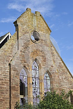 The North Gable showing the decay and destruction of the Parish Church of Kinnell near Arbroath.