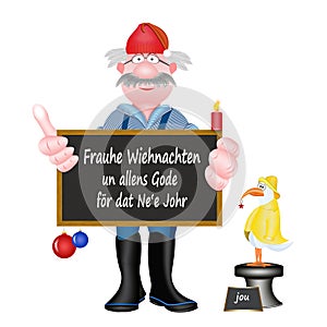 North German Santa wishes Merry Christmas and all the best for the New Year in low German