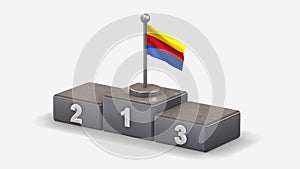 North Holland 3D waving flag illustration on winner podium.