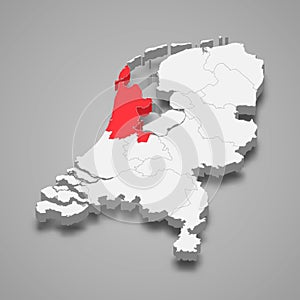 North Holland province location within Netherlands 3d map