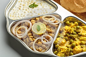 North indian food served in a plate or thali