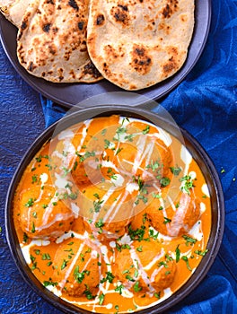 North Indian meal - Malai kofta with Tandoori roti