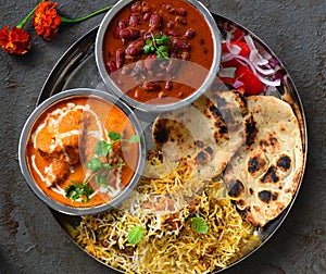 North Indian party meal-Punjabi non vegetarian thali