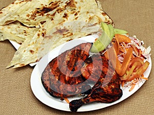 North Indian Punjabi Tandoori chicken with butter naan