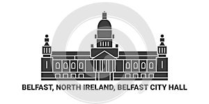 North Ireland, Belfast, Belfast City Hall, travel landmark vector illustration