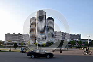 North Korea city Pyongyang street scene