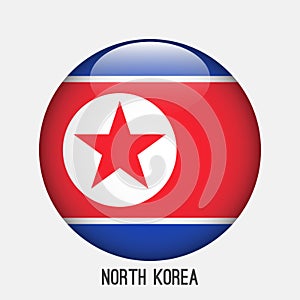 North Korea flag in circle shape.