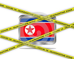 North Korea flag illustration. Coronavirus danger area, quarantined country