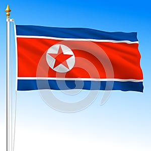 North Korea national waving flag, asia