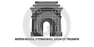 North Korea, Pyongyang, Arch Of Triumph, travel landmark vector illustration