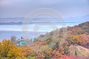 North Korea viewed from Odu Mt. Unification Observatory, Republic of Korea