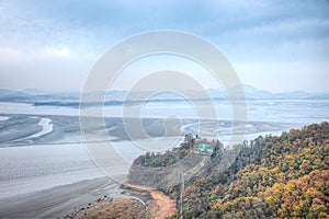 North Korea viewed from Odu Mt. Unification Observatory, Republic of Korea