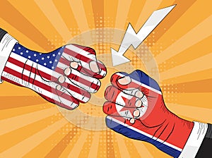 North Korea vs America, Nuclear explosion, pop art