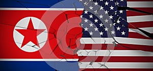 North Korea Vs United States Of America Concept Flags
