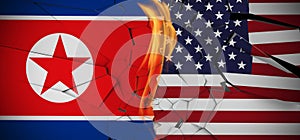 North Korea Vs United States Of America Concept Flags