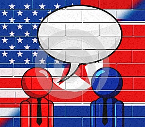 North Korean American Meeting Speech Bubble 3d Illustration