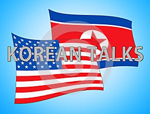 North Korean Talks Flags In Singapore 3d Illustration
