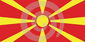 North Macedonia flag, official colors and proportion correctly. Republic of North Macedonia flag. Vector illustration. EPS10.