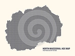 North Macedonia Map Vector Hexagonal Half Tone Pattern Isolated On Light Back