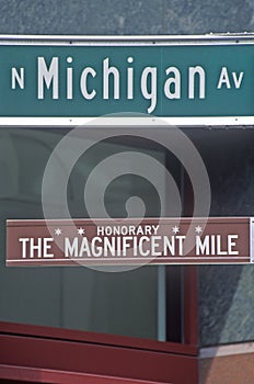 North Michigan Avenue and The Magnificent Mile Signs, Chicago, Illinois