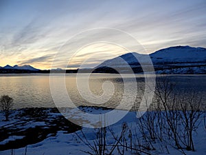 Beautiful winter landscape near Tromso, Norway photo