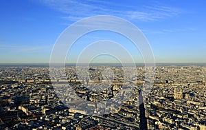 North Paris at sunset - view from Montparnasse Tower