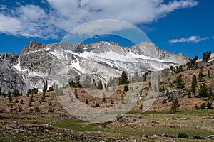 North Peak and Mount Conness along the Saddlebag Lake Loop trail in Eastern Sierra Nevada Calfornia, Mono County