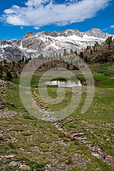 North Peak and Mount Conness along the Saddlebag Lake Loop trail in Eastern Sierra Nevada Calfornia, Mono County