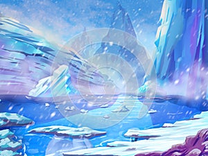 North Polar Snow land with Fantastic, Realistic and Futuristic Style