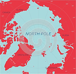 North Pole detailed editable map