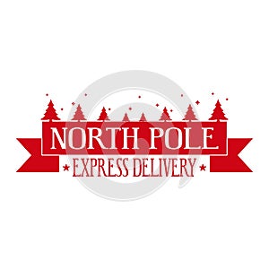 North pole express delivery. Horizontal stamp design for letters or gifts.