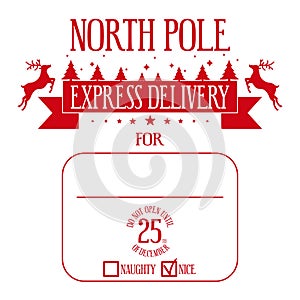 North pole express delivery. Template for christmas handmade gifts.