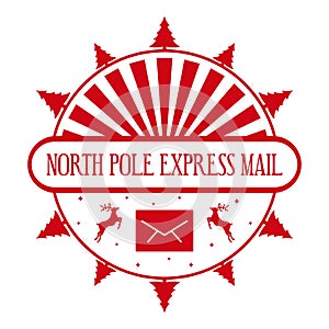 North pole express mail - round stamp design.