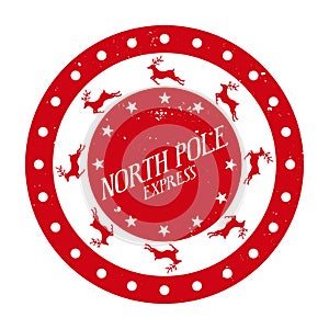 North pole express mail - round stamp template for gifts and letters.