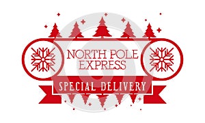North pole express, special delivery -horizontal stamp design for letters or gifts.